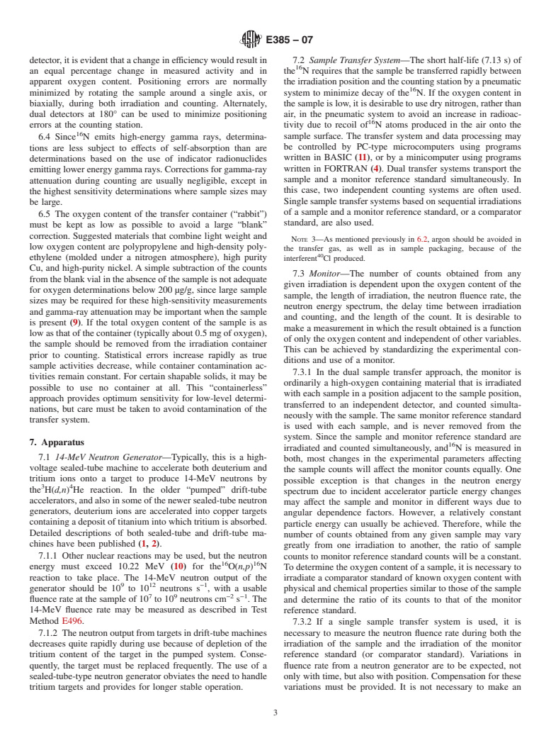 ASTM E385-07 - Standard Test Method for Oxygen Content Using a 14-MeV Neutron Activation and Direct-Counting Technique