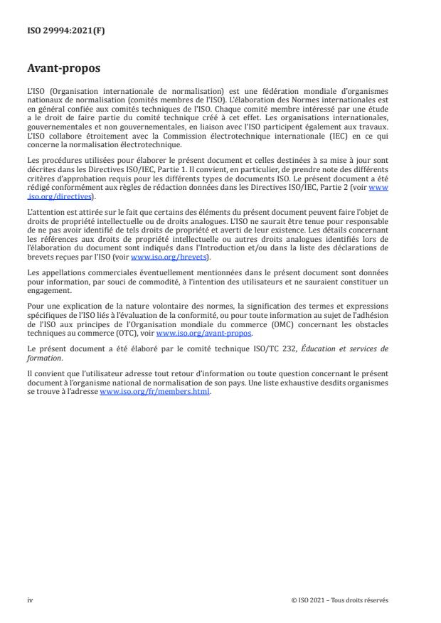SIST ISO 29994:2023 ISO 29994:2021 - Éducation et services de formation -- Exigences relatives aux services d'enseignement à distance - Page 4 preview
