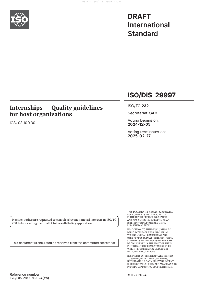 ISO 29997:2025 ISO/DIS 29997:2025