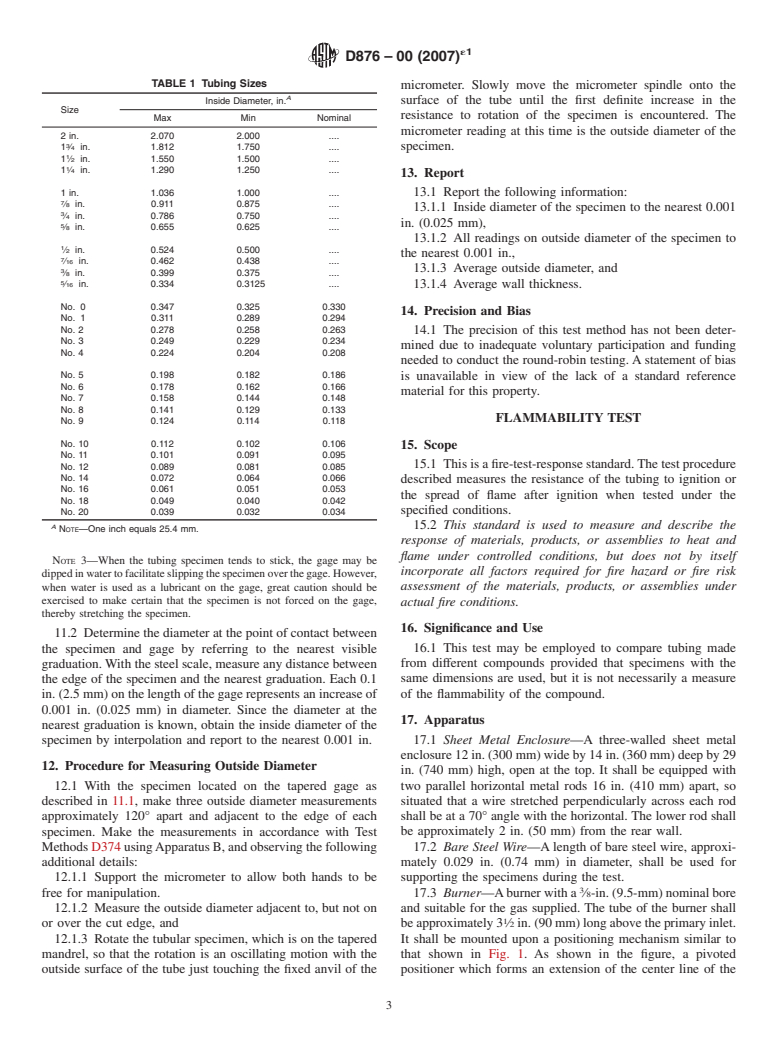 ASTM D876-00(2007)e1 - Standard Test Methods for Nonrigid Vinyl Chloride Polymer Tubing Used for Electrical Insulation