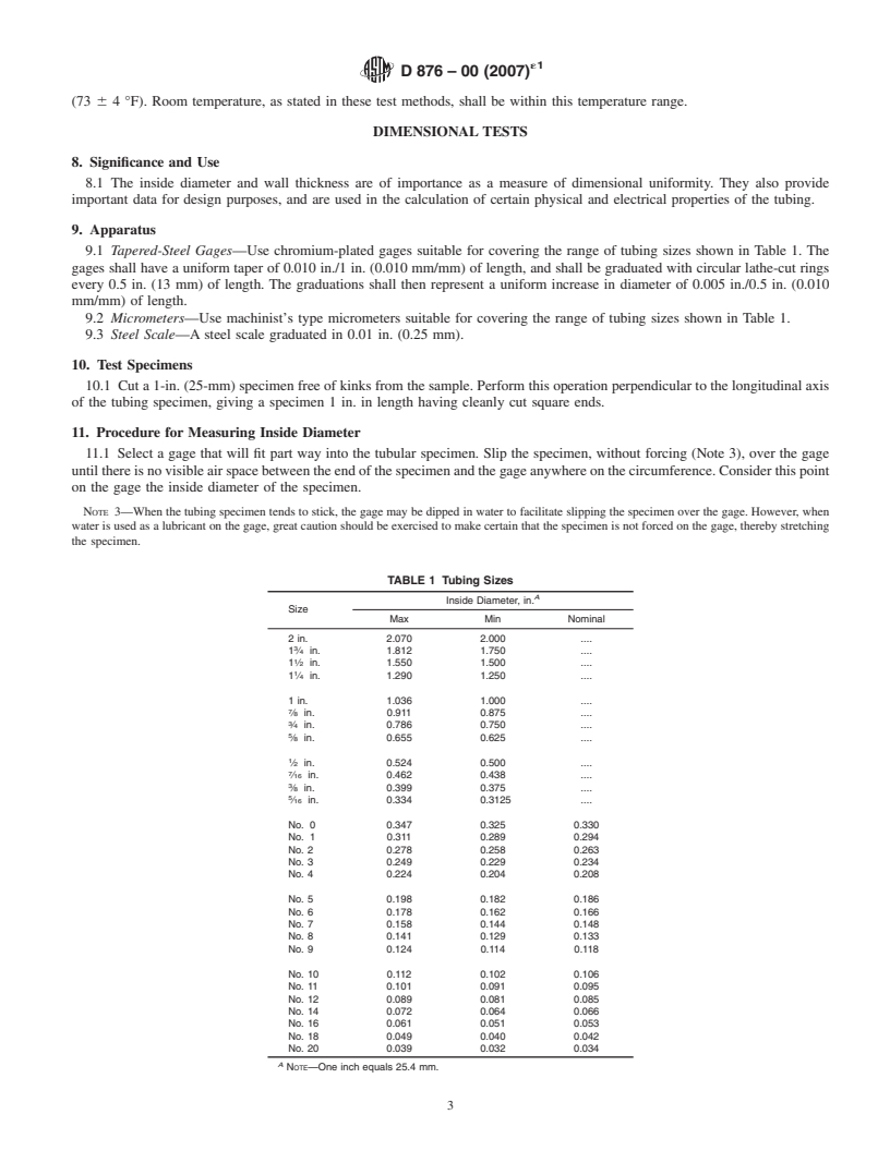 REDLINE ASTM D876-00(2007)e1 - Standard Test Methods for Nonrigid Vinyl Chloride Polymer Tubing Used for Electrical Insulation