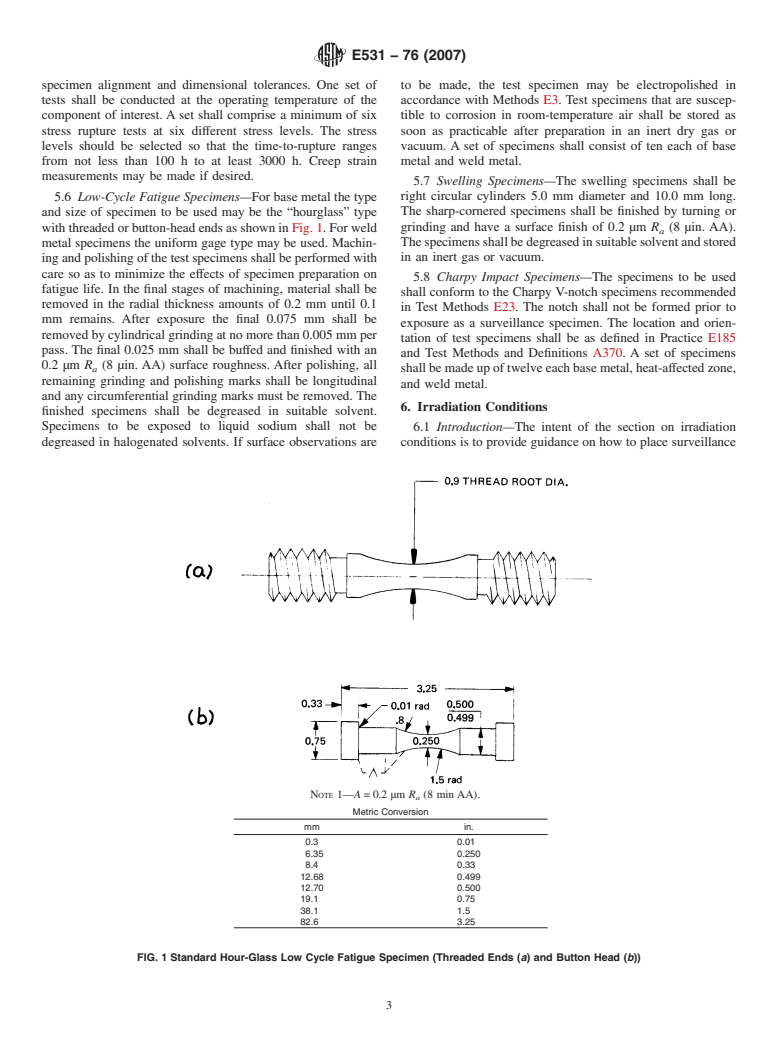 ASTM E531-76(2007) - Standard Practice for Surveillance Testing of High-Temperature Nuclear Component Materials