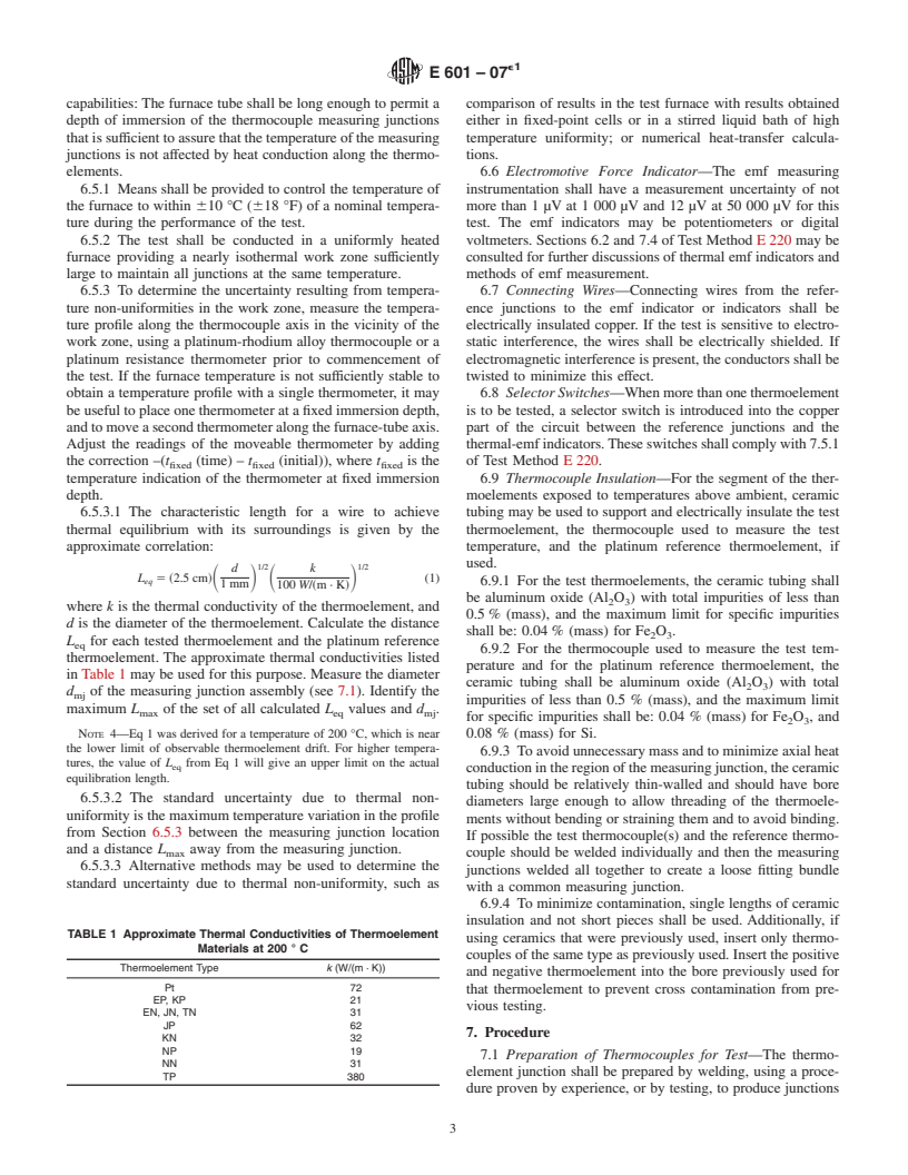 ASTM E601-07e1 - Standard Test Method for Measuring Electromotive Force (emf) Stability of Base-Metal Thermoelement Materials with Time in Air