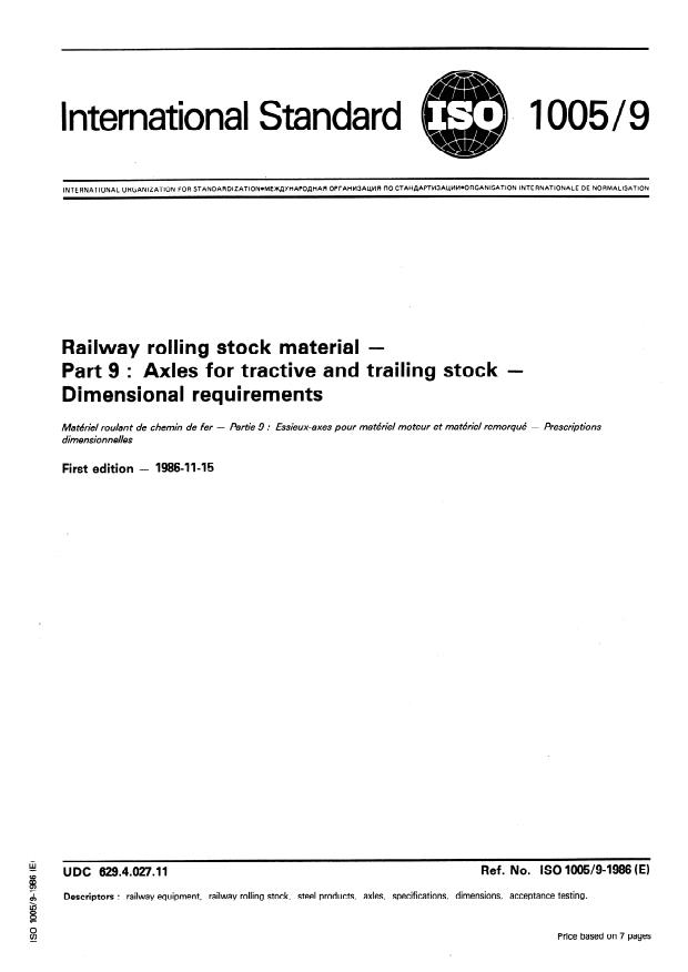 ISO 1005-9:1986 - Railway rolling stock material