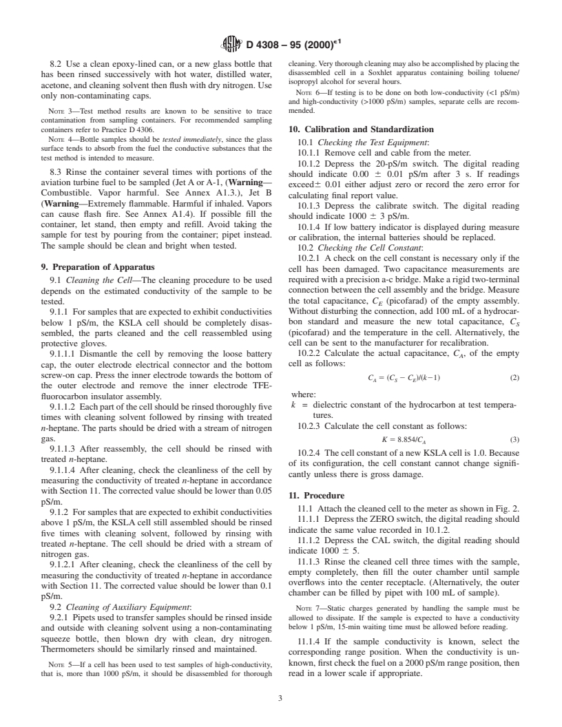 ASTM D4308-95(2000)e1 - Standard Test Method for Electrical Conductivity of Liquid Hydrocarbons by Precision Meter