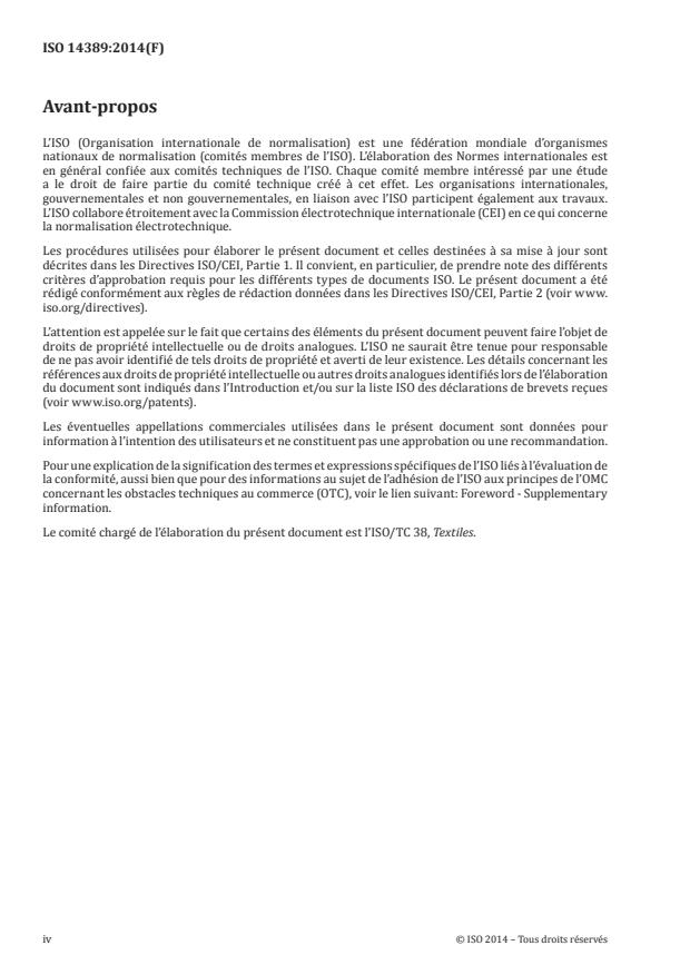 ISO 14389:2014 ISO 14389:2014 - Textiles -- Détermination de la teneur en phtalates -- Méthode au tétrahydrofurane - Page 4 preview