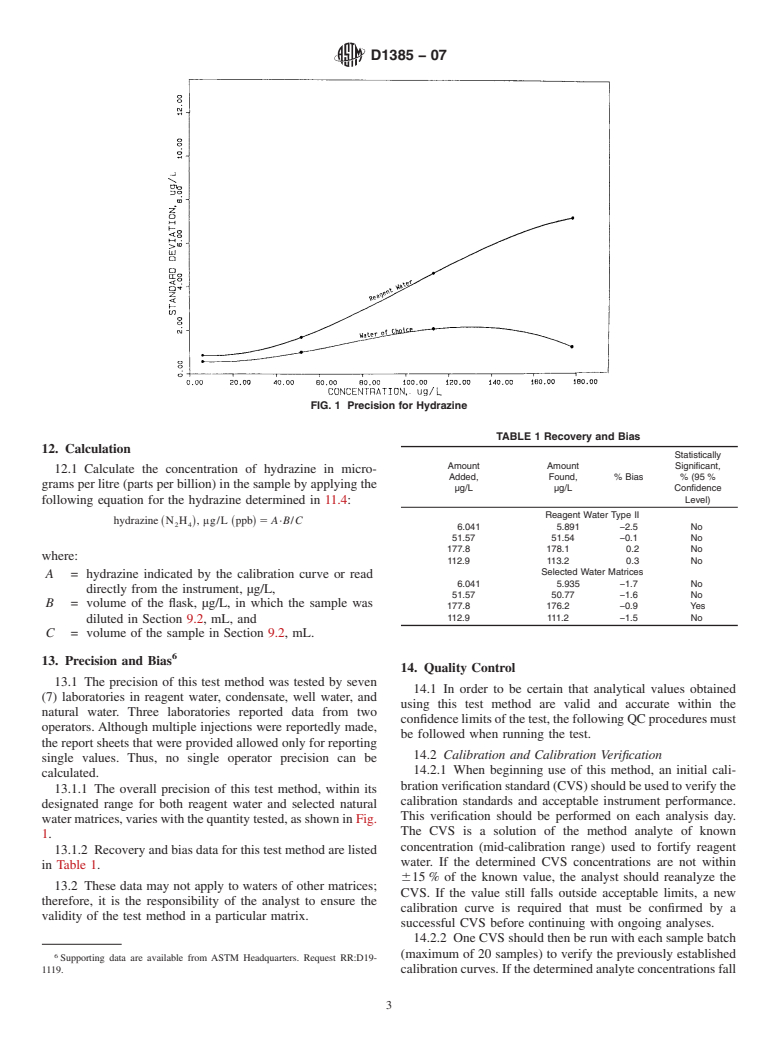 ASTM D1385-07 - Standard Test Method for Hydrazine in Water