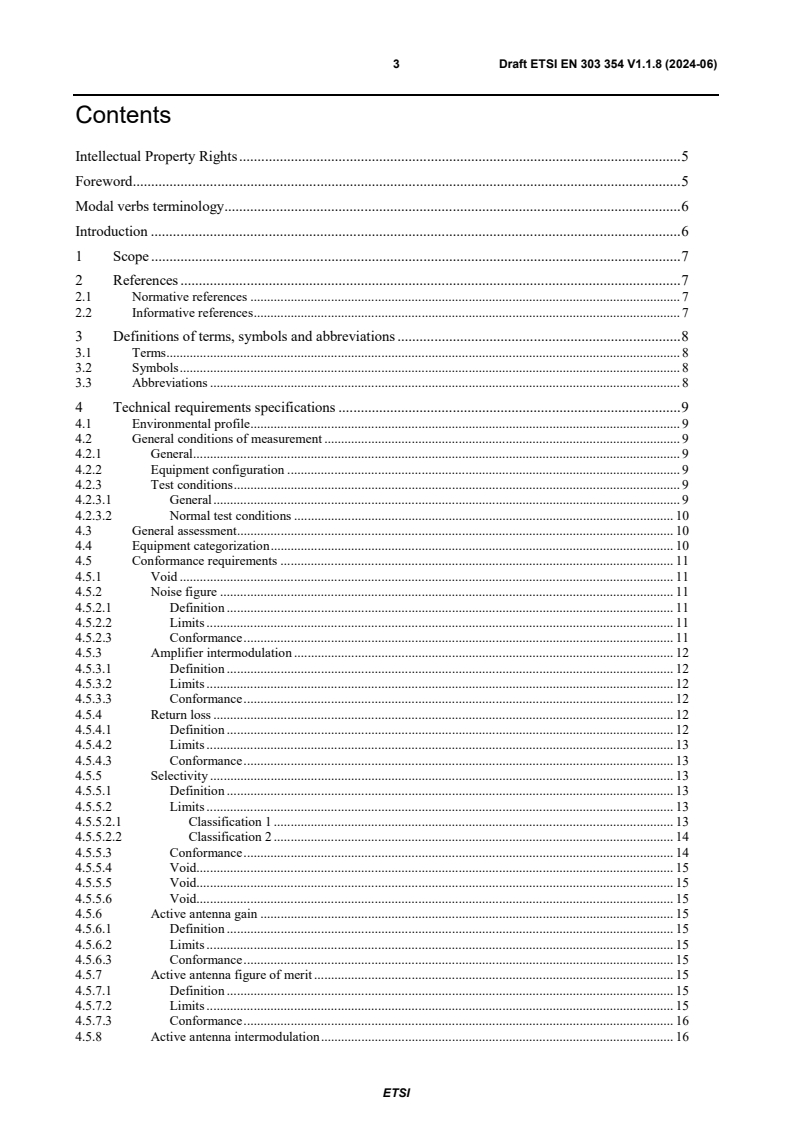 ETSI EN 303 354 V1.1.8 (2024-06) - Amplifiers and active antennas for TV broadcast reception in domestic premises; Harmonised standard for access to radio spectrum