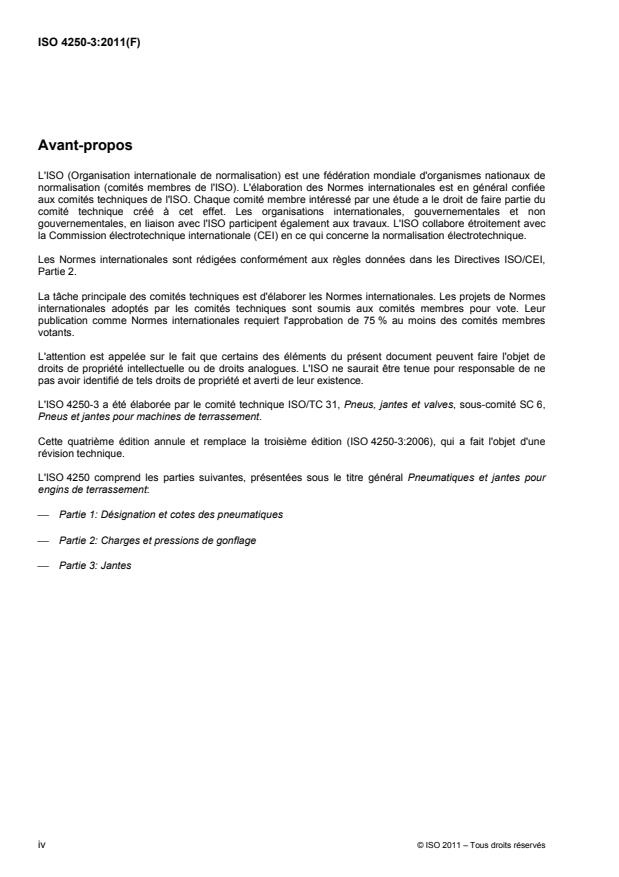 ISO 4250-3:2011 ISO 4250-3:2011 - Pneumatiques et jantes pour engins de terrassement - Page 4 preview