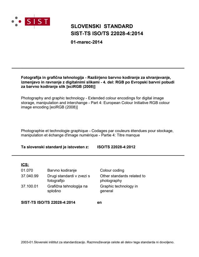 TS ISO/TS 22028-4:2014 - BARVE