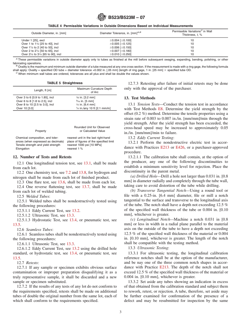 ASTM B523/B523M-07 - Standard Specification for Seamless and Welded Zirconium and Zirconium Alloy Tubes