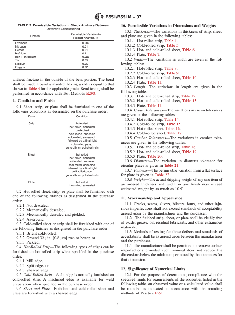 ASTM B551/B551M-07 - Standard Specification for Zirconium and Zirconium Alloy Strip, Sheet, and Plate