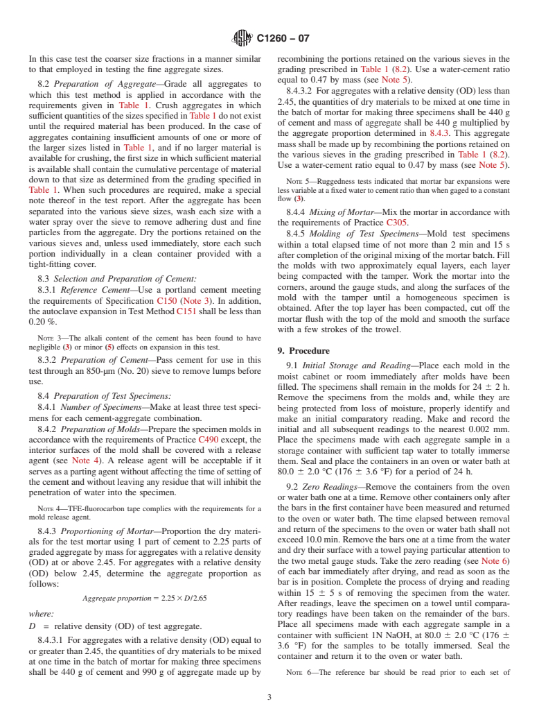 ASTM C1260-07 - Standard Test Method for Potential Alkali Reactivity of Aggregates (Mortar-Bar Method)