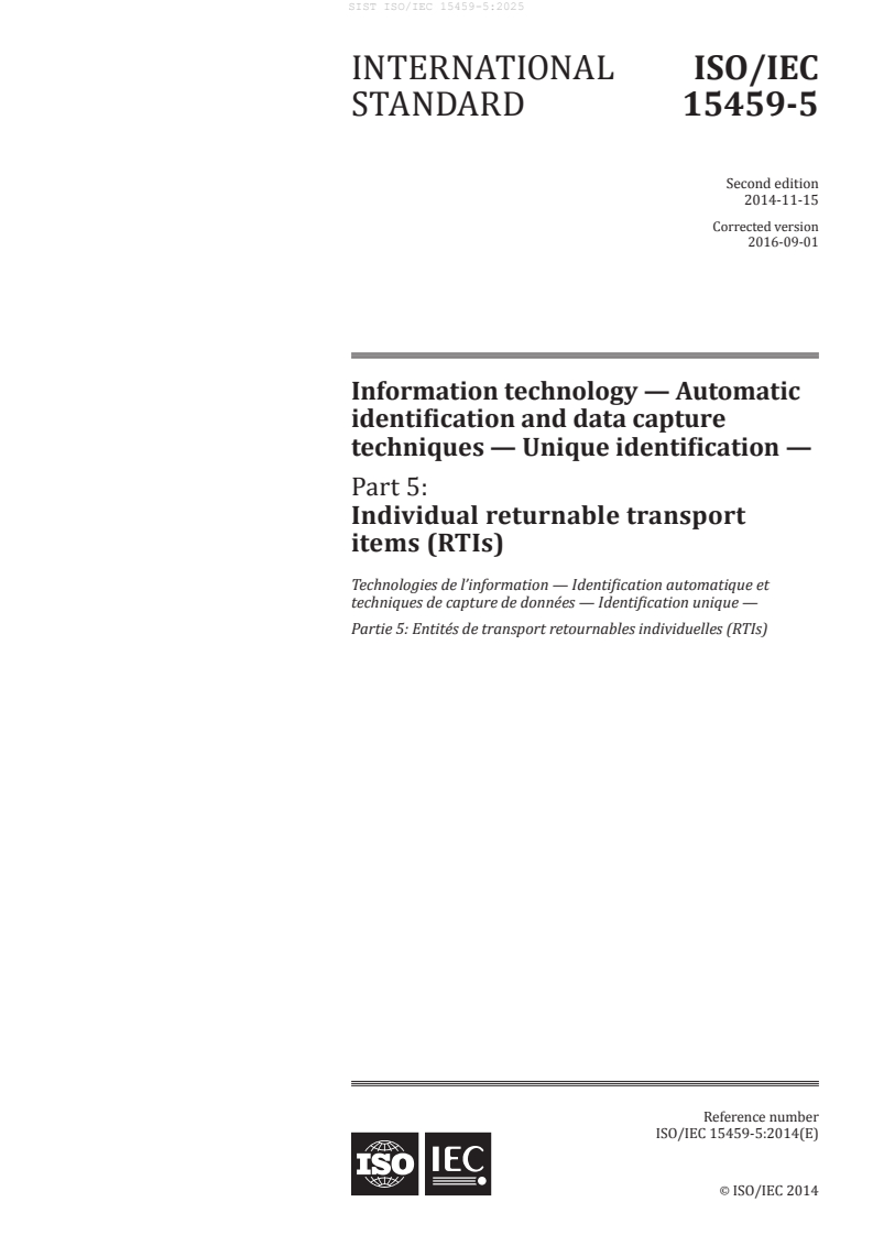 ISO/IEC 15459-5:2025 - BARVE