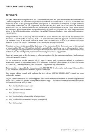 ISO/IEC 15459-5:2014 ISO/IEC 15459-5:2014 - Information technology -- Automatic identification and data capture techniques -- Unique identification - Page 4 preview