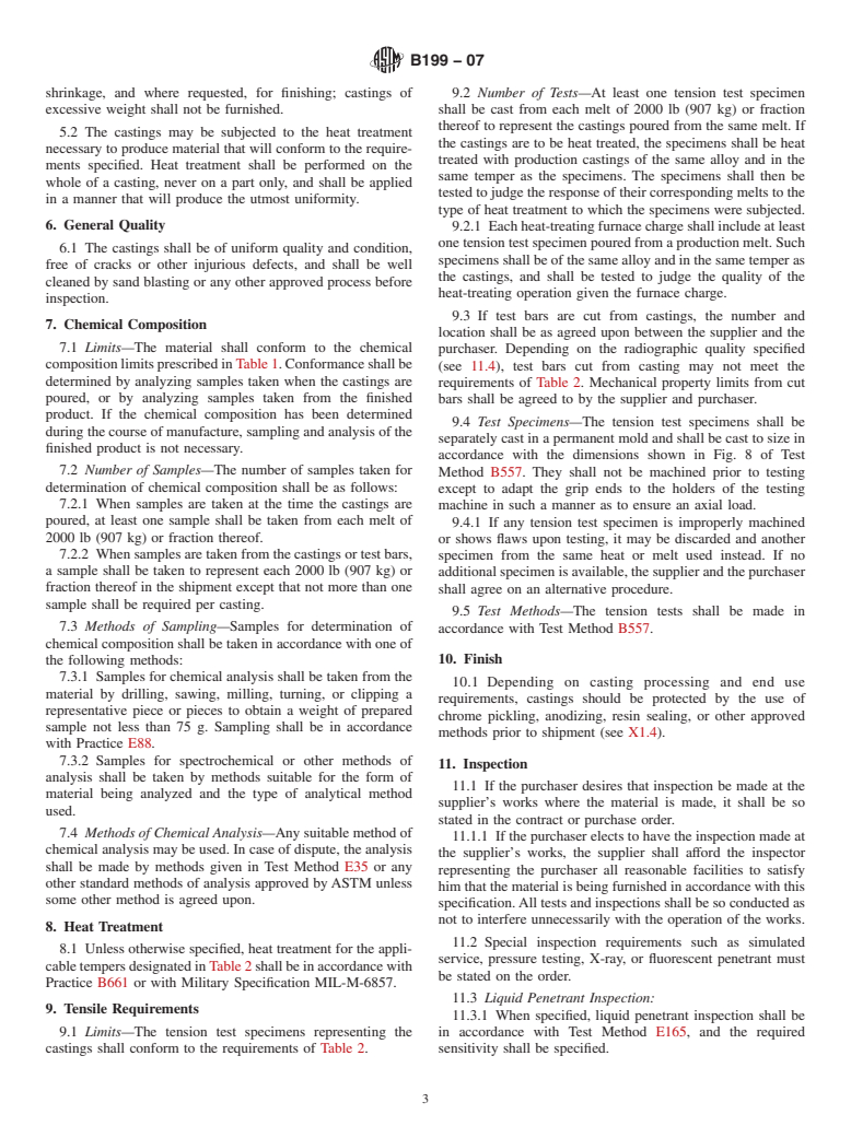 ASTM B199-07 - Standard Specification for Magnesium-Alloy Permanent Mold Castings