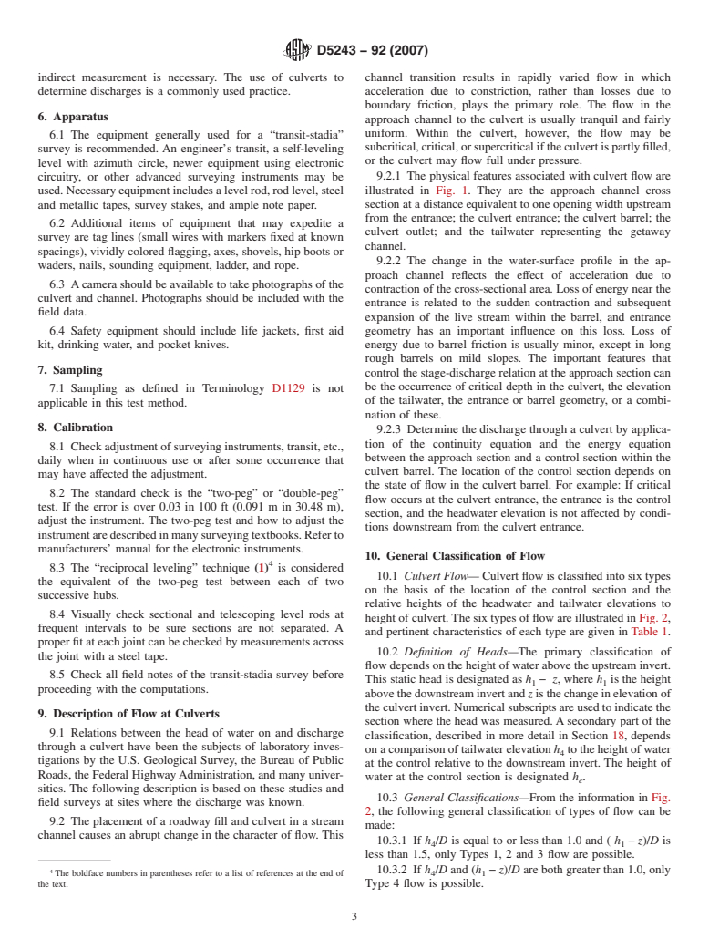 ASTM D5243-92(2007) - Standard Test Method for Open-Channel Flow Measurement of Water Indirectly at Culverts