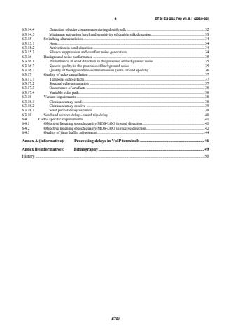 SIST ES 202 740 V1.8.1:2020 ETSI ES 202 740 V1.8.1 (2020-05) - Speech and multimedia Transmission Quality (STQ); Transmission requirements for wideband VoIP loudspeaking and handsfree terminals from a QoS perspective as perceived by the user - Page 4 preview