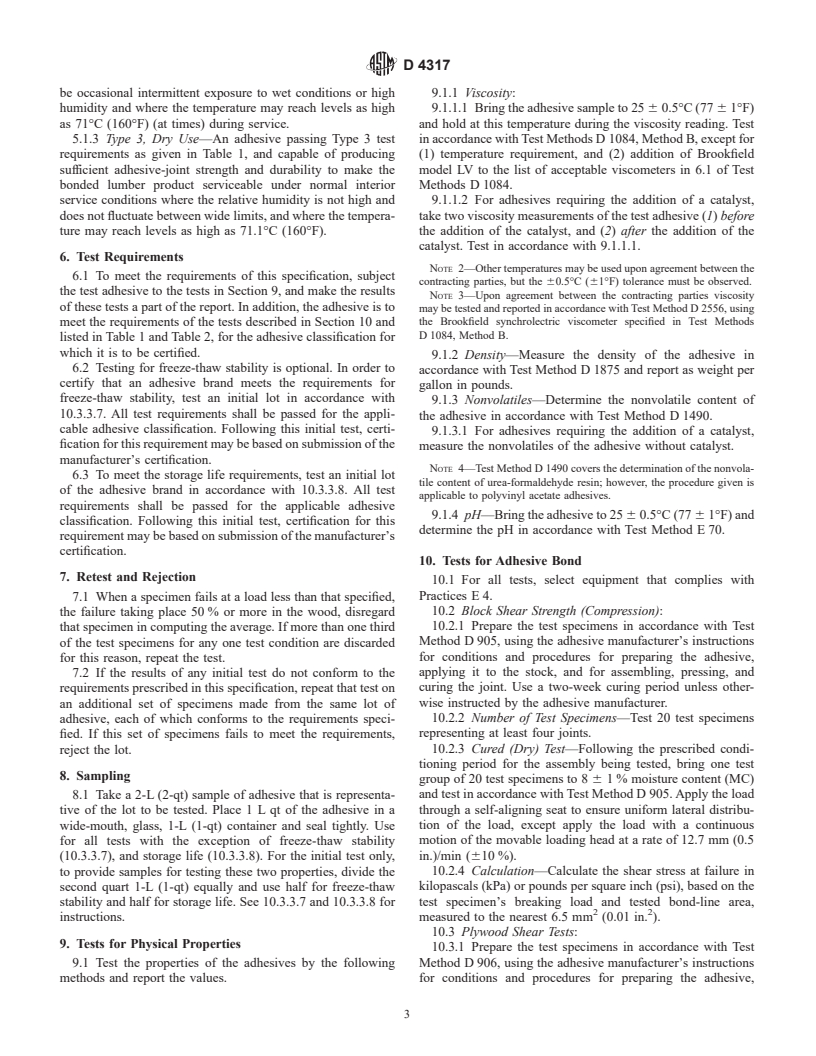 ASTM D4317-98 - Standard Specification for Polyvinyl Acetate-Based Emulsion Adhesives