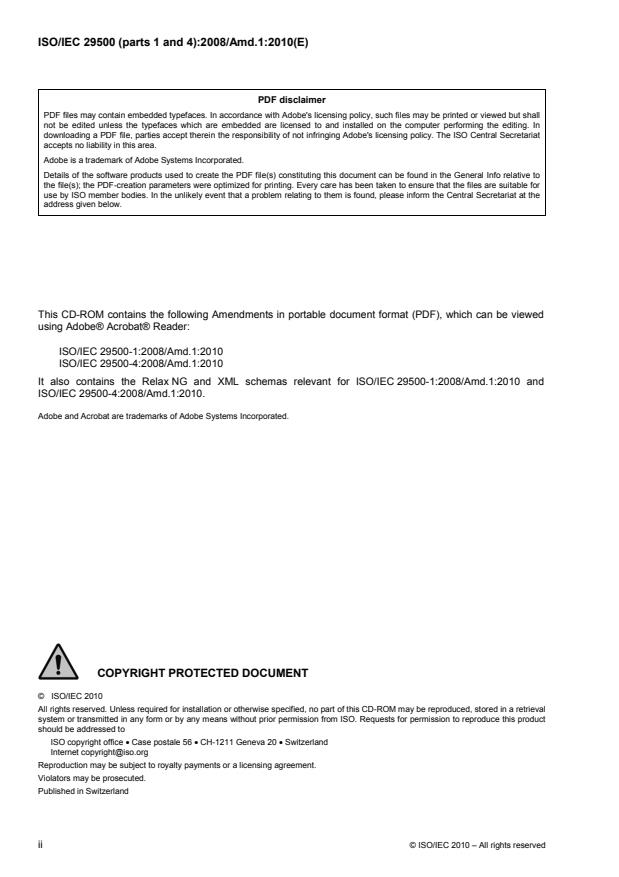 ISO/IEC 29500-1:2008/Amd 1:2010 ISO/IEC 29500-1:2008/Amd 1:2010 - Page 2 preview
