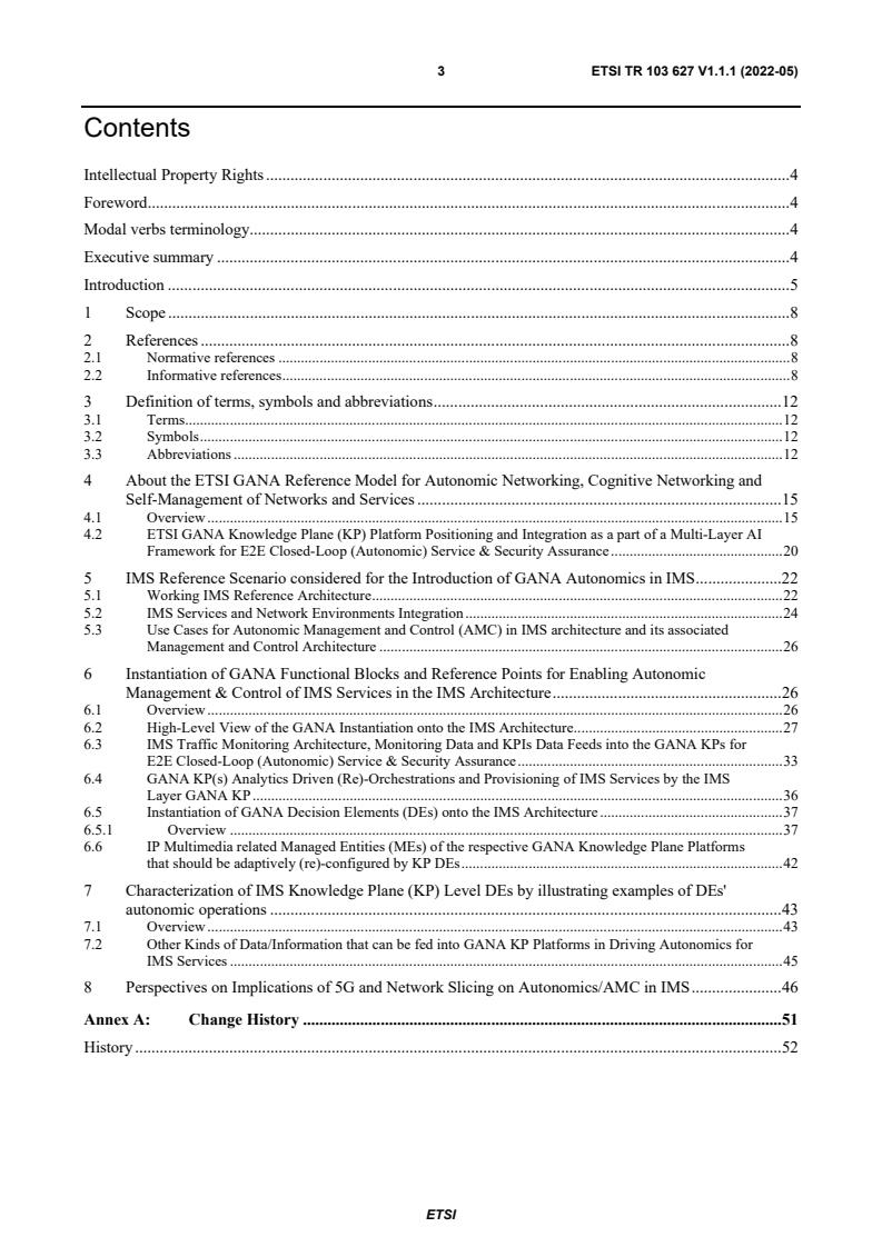 ETSI TR 103 627 V1.1.1 (2022-05) - Core Network and Interoperability Testing (INT/WG AFI) Autonomicity and Self-Management in IMS architecture