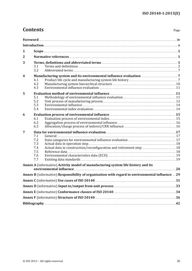 ISO 20140-1:2013 - Automation systems and integration -- Evaluating energy efficiency and other factors of manufacturing systems that influence the environment