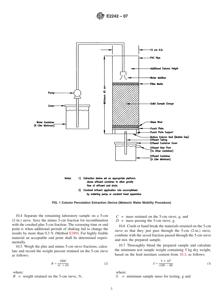 ASTM E2242-07 - Standard Test Method for Column Percolation Extraction of Mine Rock by the Meteoric Water Mobility Procedure