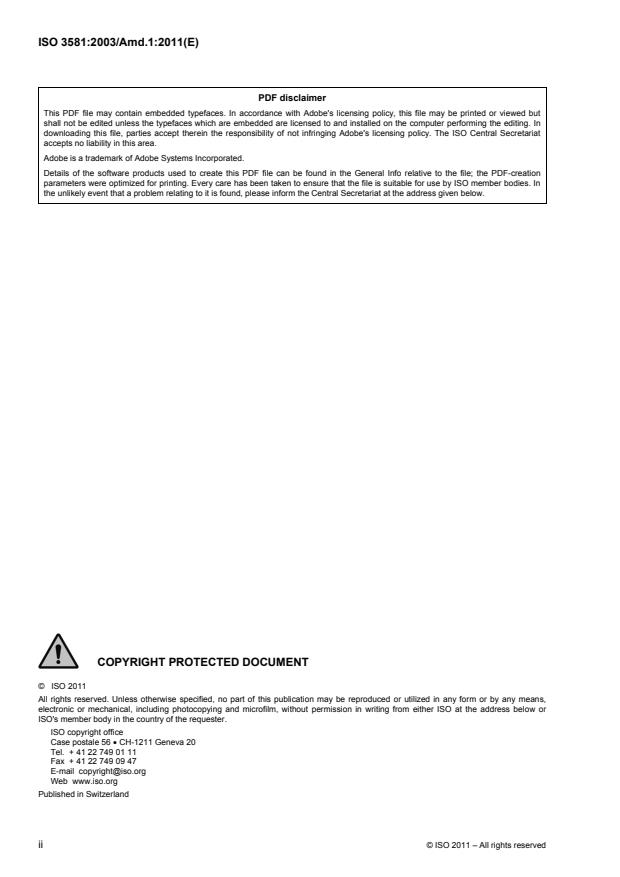 ISO 3581:2003/Amd 1:2011 ISO 3581:2003/Amd 1:2011 - Page 2 preview