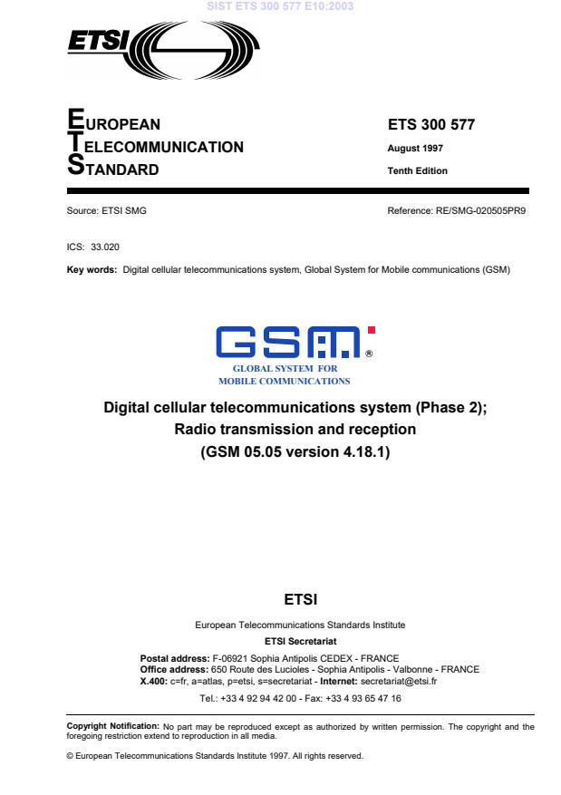 SIST ETS 300 577 E10:2003