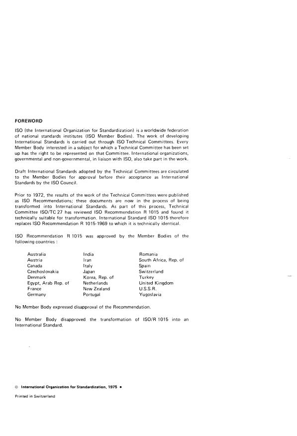 ISO 1015:1975 ISO 1015:1975 - Brown coals and lignites -- Determination of moisture content -- Direct volumetric method - Page 2 preview