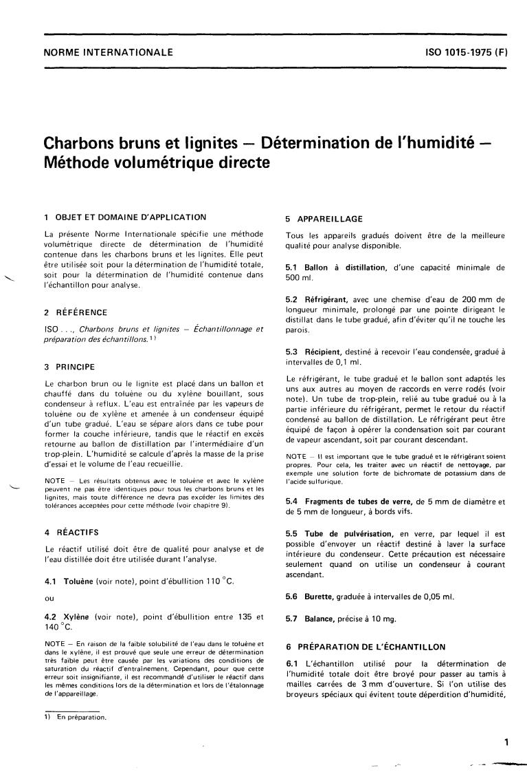 ISO 1015:1975 - Brown coals and lignites — Determination of moisture content — Direct volumetric method
Released:11/1/1975