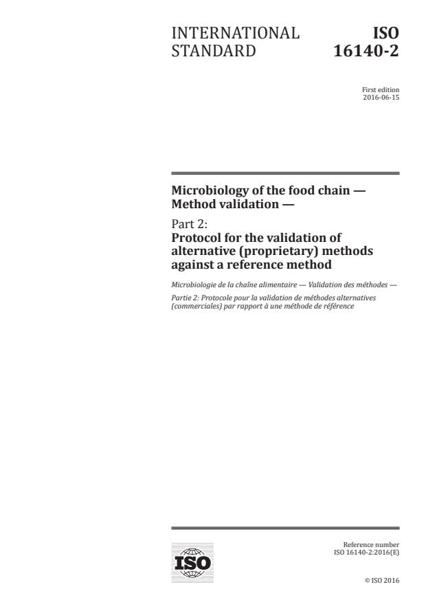 ISO 16140-2:2016 - Microbiology of the food chain -- Method validation