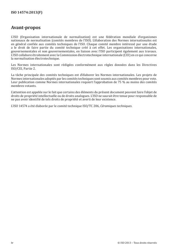 ISO 14574:2013 ISO 14574:2013 - Céramiques techniques -- Propriétés mécaniques des céramiques composites a haute température -- Détermination des caractéristiques en traction - Page 4 preview