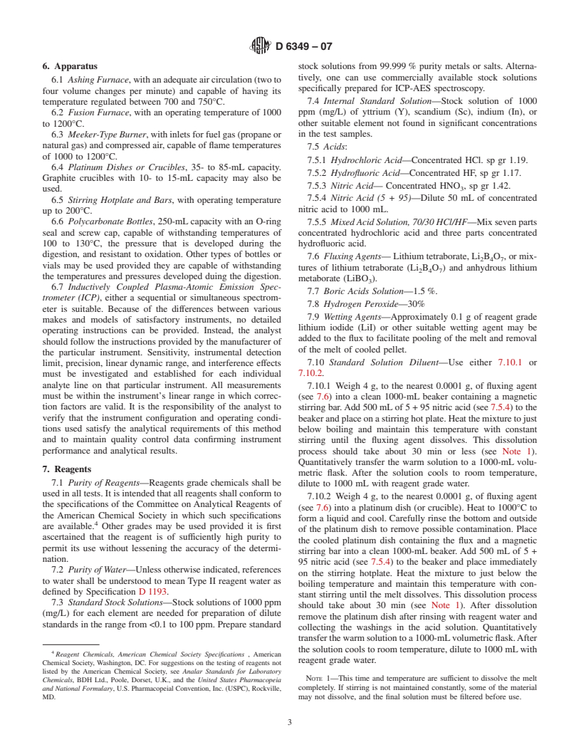 ASTM D6349-07 - Standard Test Method for Determination of Major and Minor Elements in Coal, Coke, and Solid Residues from Combustion of Coal and Coke by Inductively Coupled Plasma-Atomic Emission Spectrometry