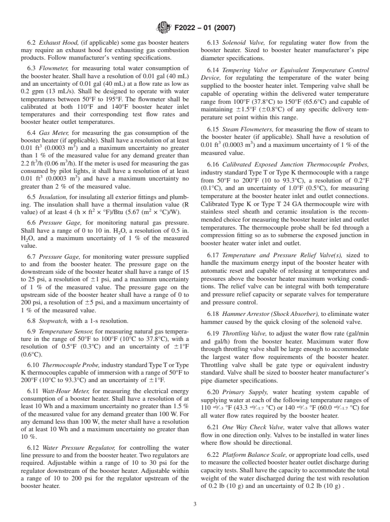 ASTM F2022-01(2007) - Standard Test Method for Performance of Booster Heaters