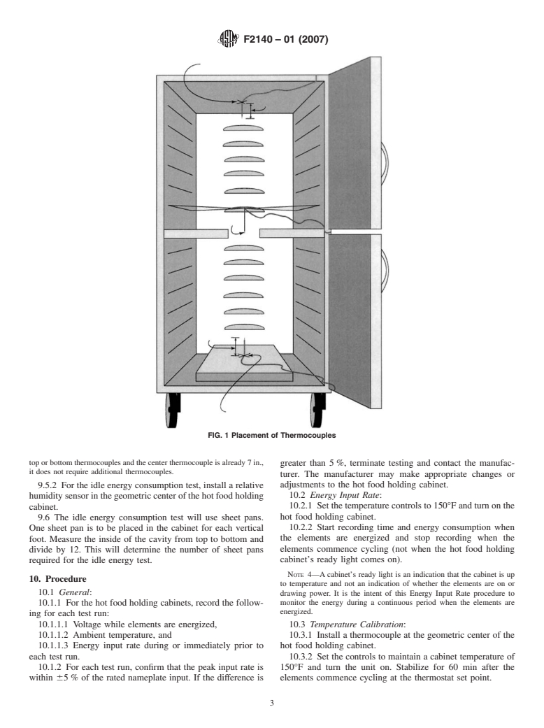 ASTM F2140-01(2007) - Standard Test Method for Performance of Hot Food Holding Cabinets