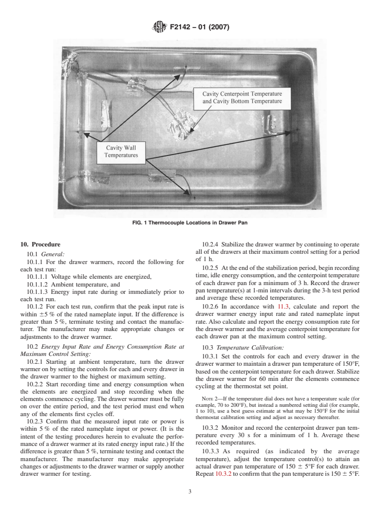 ASTM F2142-01(2007) - Standard Test Method for Performance of Drawer Warmers