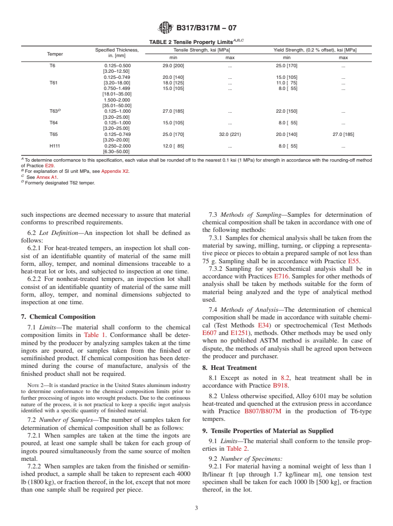 ASTM B317/B317M-07 - Standard Specification for Aluminum-Alloy Extruded Bar, Rod, Tube, Pipe, Structural Profiles, and Profiles for Electrical Purposes (Bus Conductor)