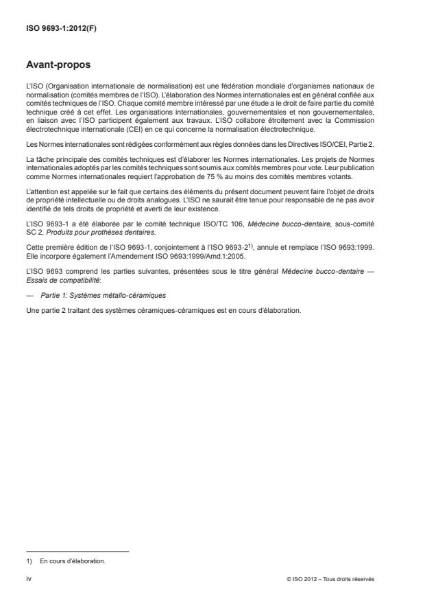 ISO 9693-1:2012 ISO 9693-1:2012 - Médecine bucco-dentaire -- Essais de compatibilité - Page 4 preview