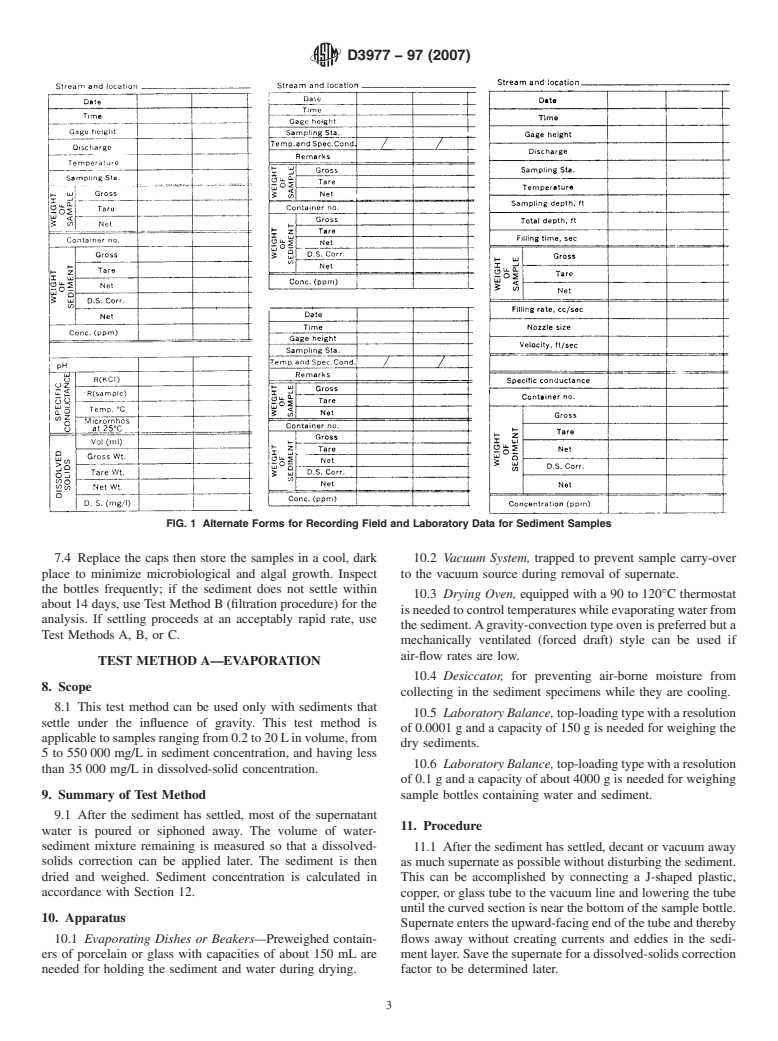 ASTM D3977-97(2007) - Standard Test Methods for Determining Sediment Concentration in Water Samples