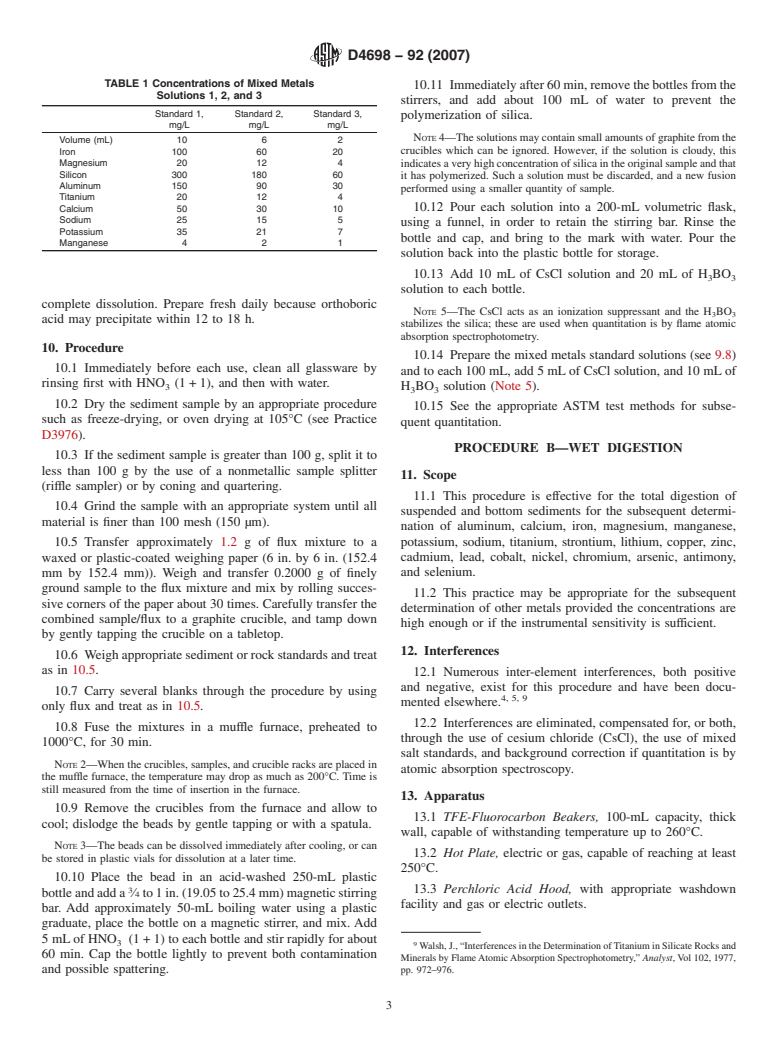 ASTM D4698-92(2007) - Standard Practice for Total Digestion of Sediment Samples for Chemical Analysis of Various Metals