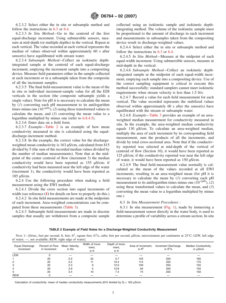 ASTM D6764-02(2007) - Standard Guide for Collection of Water Temperature, Dissolved-Oxygen Concentrations, Specific Electrical Conductance, and pH Data from Open Channels