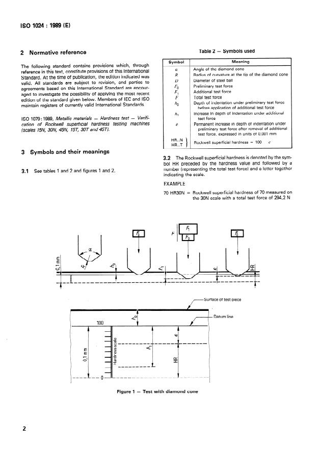 ISO 1024:1989 ISO 1024:1989 - Metallic materials -- Hardness test -- Rockwell superficial test (scales 15N, 30N, 45N, 15T, 30T and 45T) - Page 4 preview