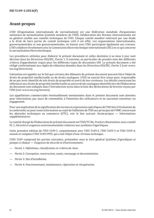 ISO 5149-1:2014 ISO 5149-1:2014 - Systèmes frigorifiques et pompes à chaleur -- Exigences de sécurité et d'environnement - Page 4 preview