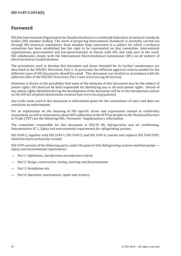 ISO 5149-2:2014 ISO 5149-2:2014 - Refrigerating systems and heat pumps -- Safety and environmental requirements - Page 4 preview