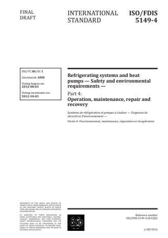 ISO 5149-4:2014 - Refrigerating systems and heat pumps -- Safety and environmental requirements