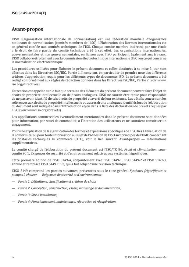 ISO 5149-4:2014 ISO 5149-4:2014 - Systèmes frigorifiques et pompes à chaleur -- Exigences de sécurité et d'environnement - Page 4 preview