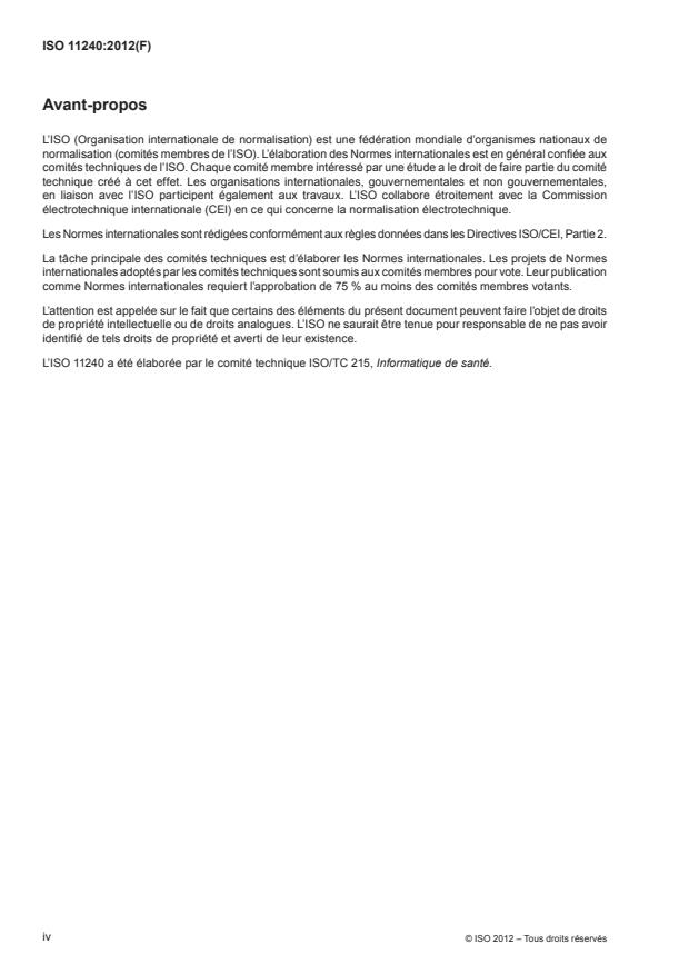 ISO 11240:2012 ISO 11240:2012 - Informatique de santé -- Identification des médicaments -- Éléments de données et structures pour l'identification unique et l'échange d'informations sur les unités de mesure - Page 4 preview