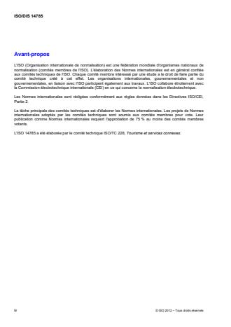 ISO 14785:2014 ISO 14785:2014 - Offices de tourisme -- Services d'accueil et d'informations aux touristes -- Exigences - Page 4 preview