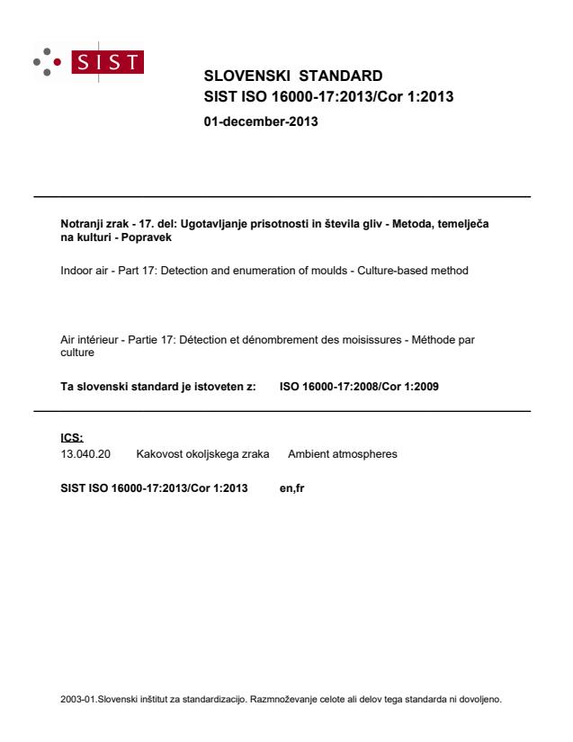 ISO 16000-17:2013/Cor 1:2013